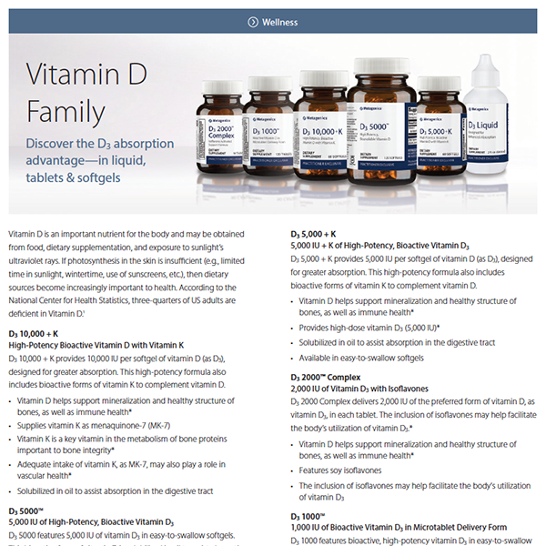 Vitamin D Family Formula Focus Sheet